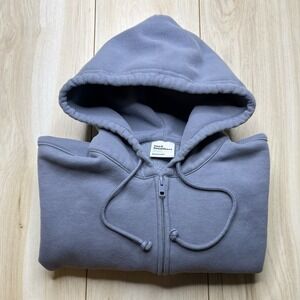 TNA Sweat Fleece Cozy Fleece Full Zip Boyfriend Hoodie Women's Blue Medium